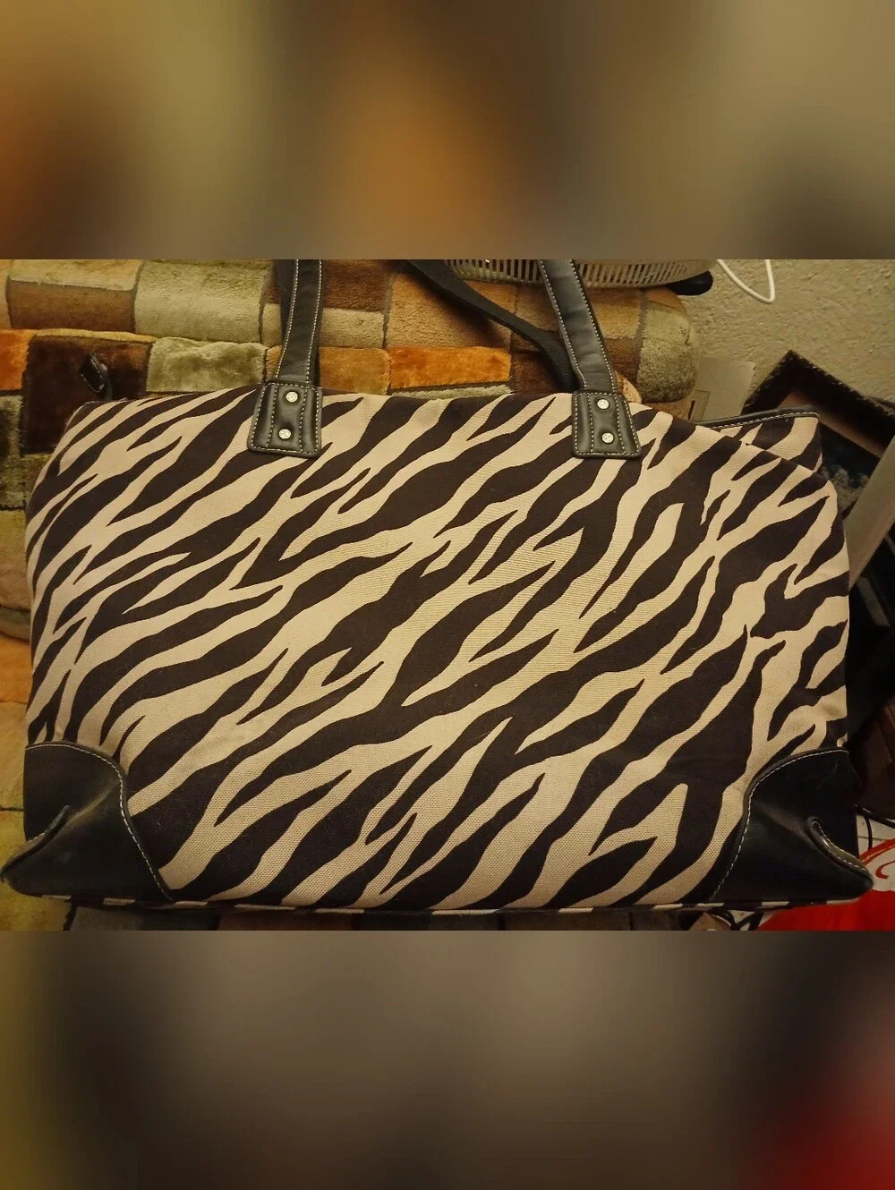 Nicole Miller Purple Interior Zebra Accent Laptop Bag